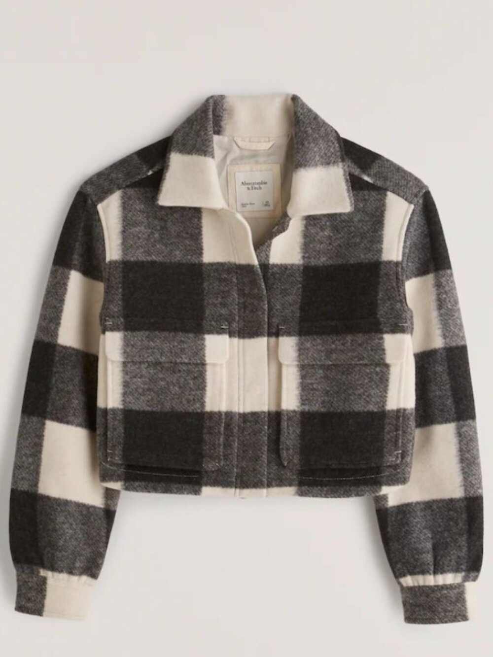 Abercrombie & Fitch Black Gray Buffalo Plaid Shacket Jacket Size M